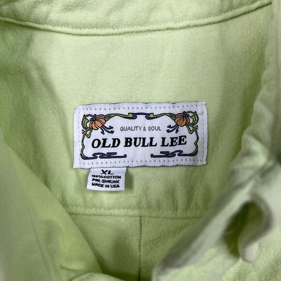 Old Bull Lee Neon Heavyweight Button Down Surf Oxford Shirt Pickle FLAW Green XL - Picture 8 of 8